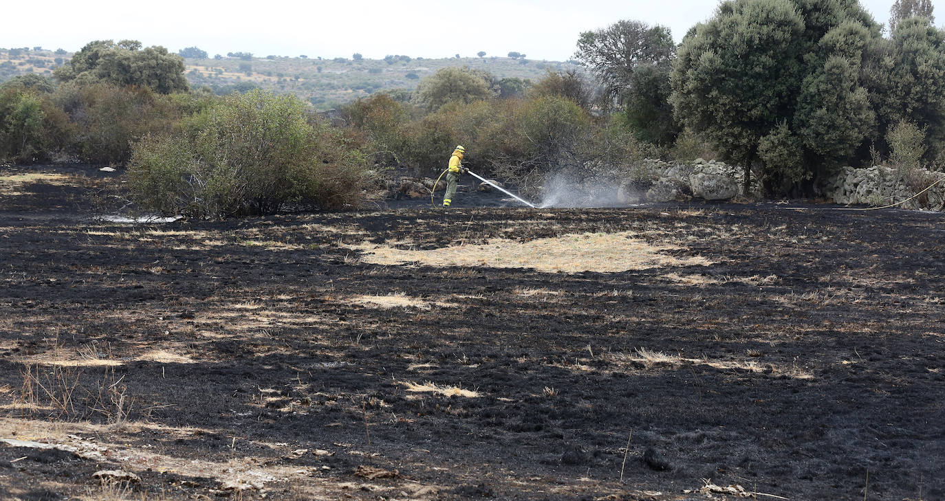 El control del incendio de Navas de San Antonio, en imágenes