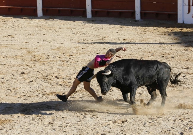 Uno de los cortes que se han podido ver durante la suelta de novillos.