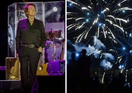 El artista Raphael y el show de fuegos artificiales en imágenes de archivo.