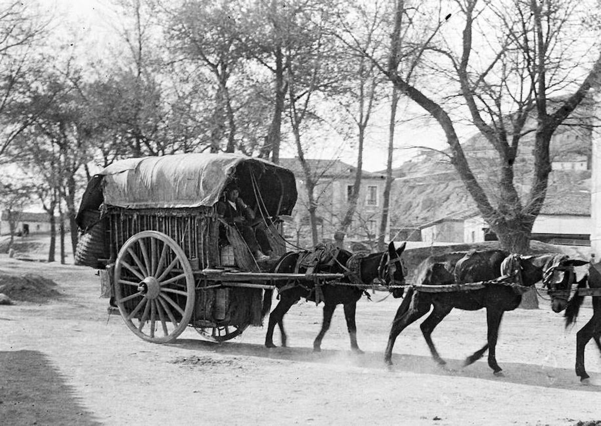 Imagen secundaria 1 - Foto 1: Panorámica del canal y de las fábricas harineras ubicadas en sus inmediaciones. Foto 2: Carro arrastrado por mulas pasando al lado de la fábrica de harinas La Palentina, junto a la avenida de Gijón. Foto 3: Industria textil de Hemalosa, ubicada sobre la antigua fundición del canal y la fábrica de harinas La Palentina, en la avenida de Gijón.