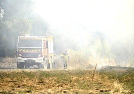 Imágenes de los Bomberos de Valladolid extinguiendo el fuego desatado en Arca Real