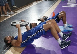 Pablo Hernández y Alec Wintering, durante el primer entrenamiento.