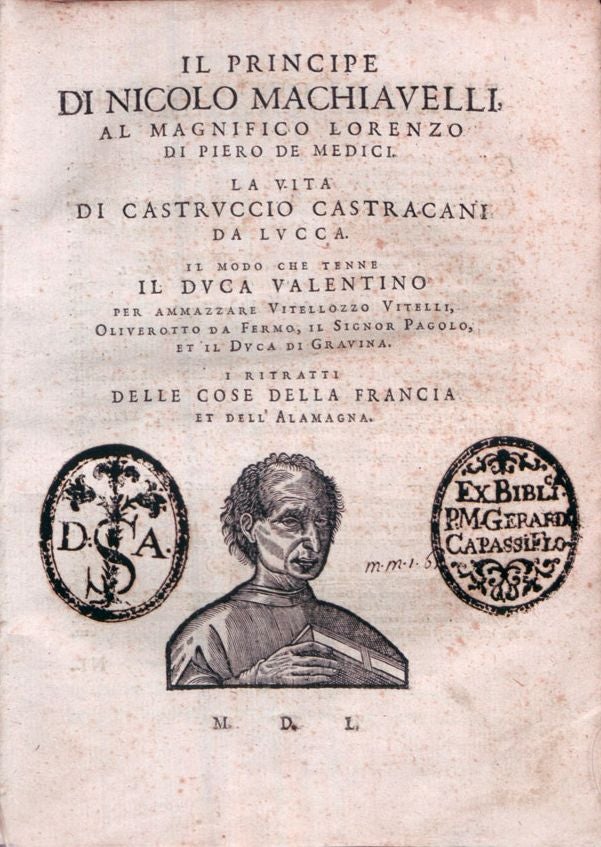 Página 1550 de la Segunda edición de El Príncipe de Maquiavelo y la Vida de Castruccio Castracani da Lucca.