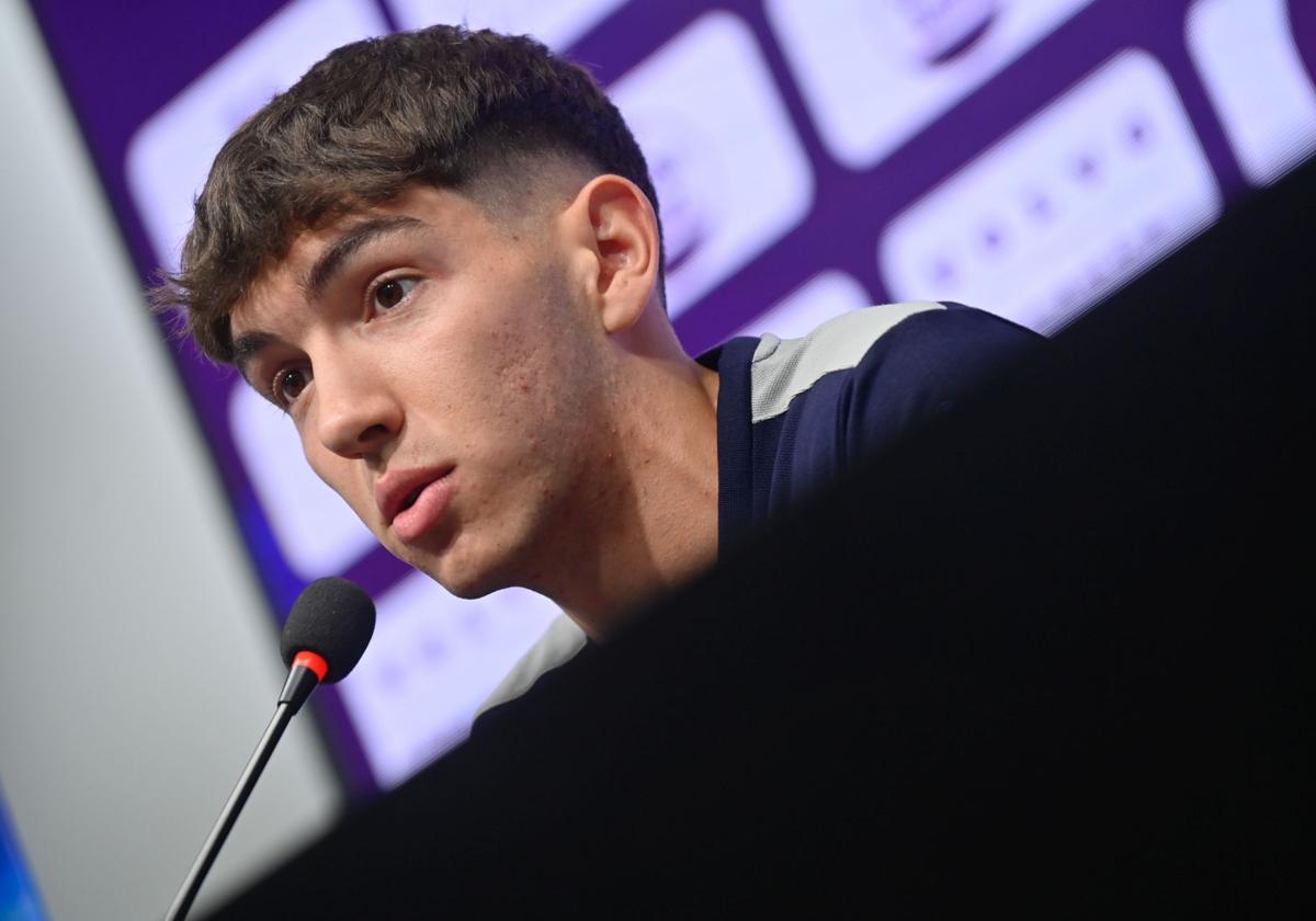 Mario Martín, durante su presentación como jugador del Real Valladolid.