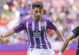 Raúl Moro durante el partido del Real Valladolid contra el CD Leganés.