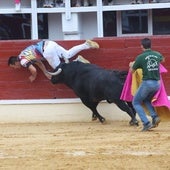 Mario Parrado recibe una fea cornada en el concurso de cortes de Medina del Campo