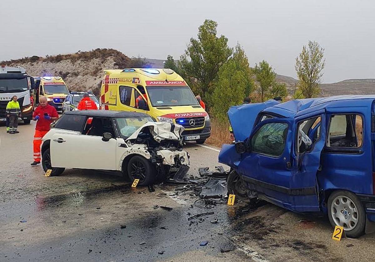 Estado de los vehículos implicados en el doble siniestro mortal registrado el 29 de agosto en Burgos.