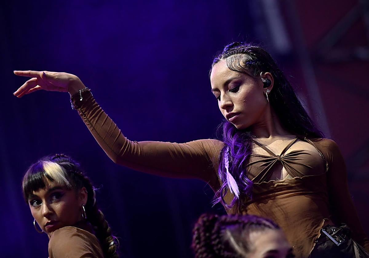 Megy Nikol, durante su actuación este año en la Plaza Mayor.