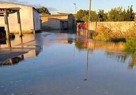 La carretera que atraviesa Valbuena de Duero, inundada.