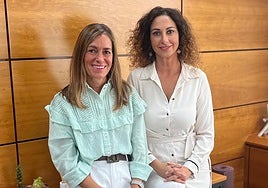 Raquel Hernández e Inés Travieso, en la sede de MAPFRE.