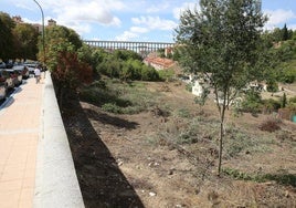 Terrenos junto al centro de salud de San Lorenzo desbrozados durante las últimas horas.