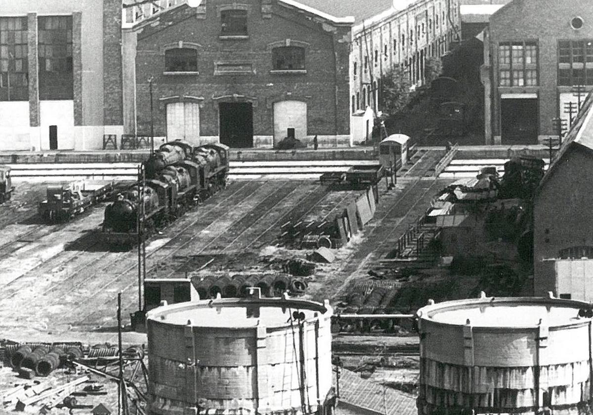 Vista parcial de los talleres generales de Valladolid, a mediados de los años 60.