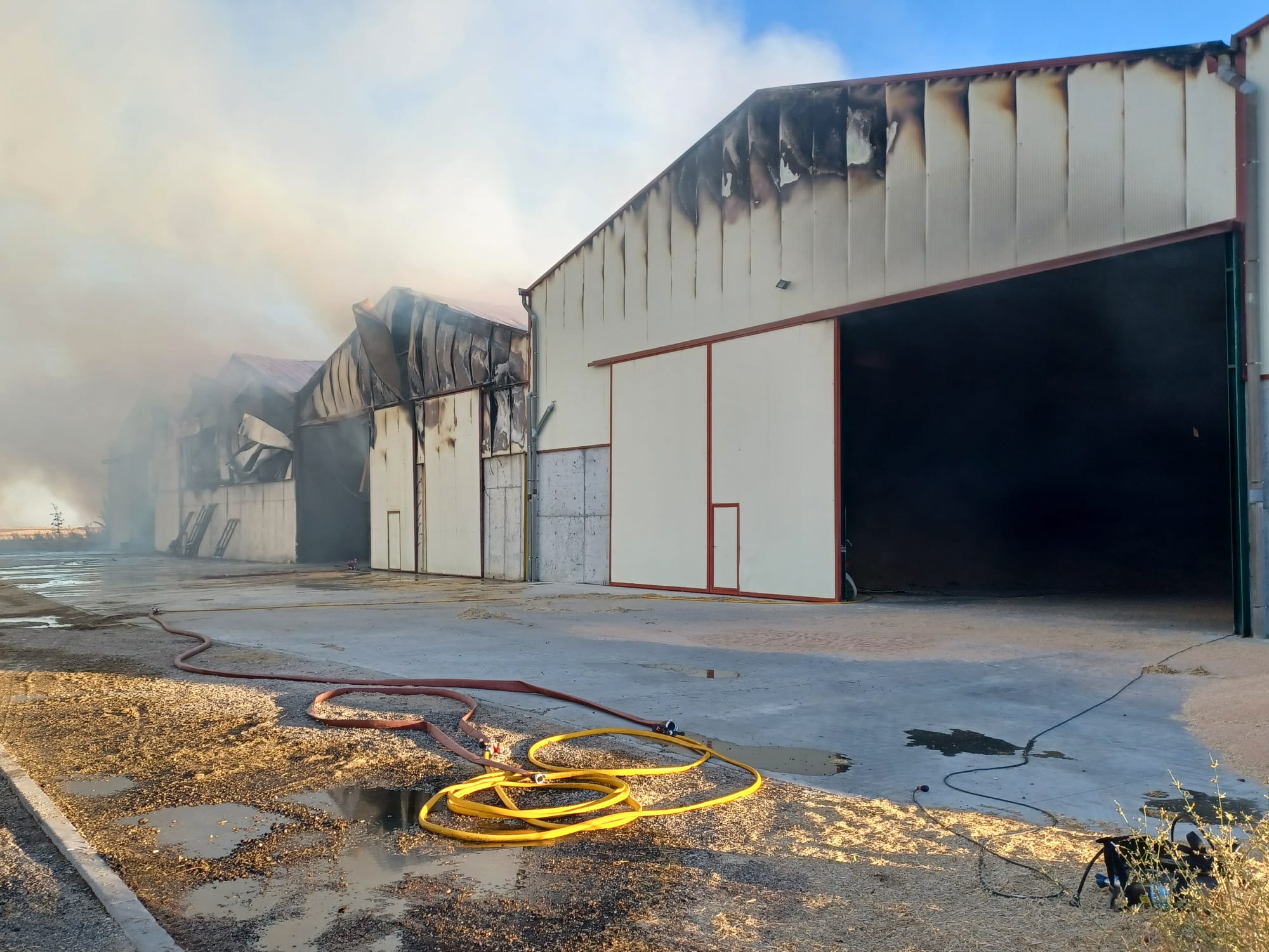 El incendio en un almacén de forraje en Tiedra, en imágenes