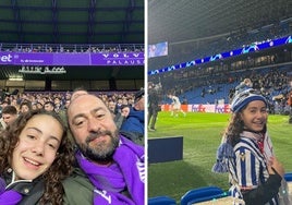 Sofía, en Zorrilla, junto a su padre Juan Carlos. A la derecha, con la camiseta de la Real