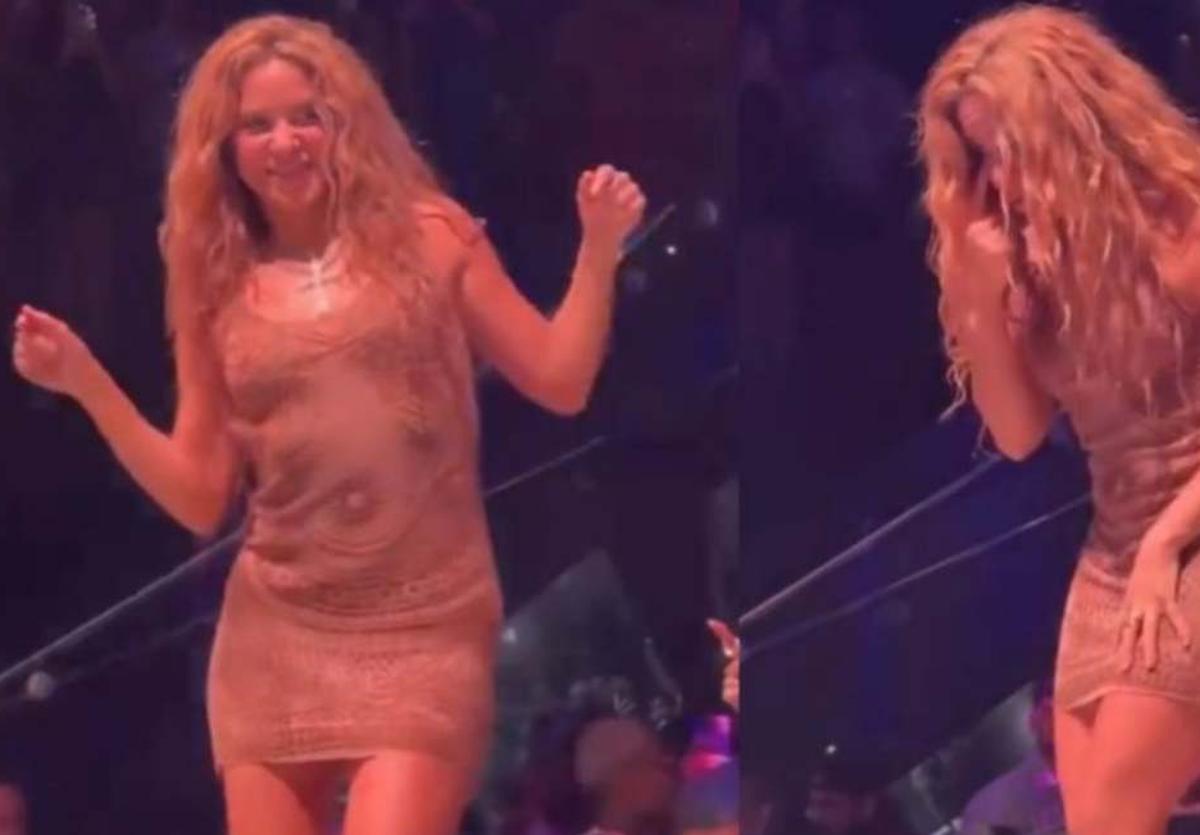 Shakira, momentos antes de bajarse de la tarima de la discoteca.
