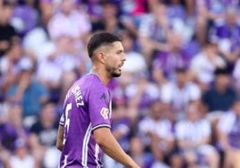 Javi Sánchez, durante el Real Valladolid-Espanyol de la primera jornada.