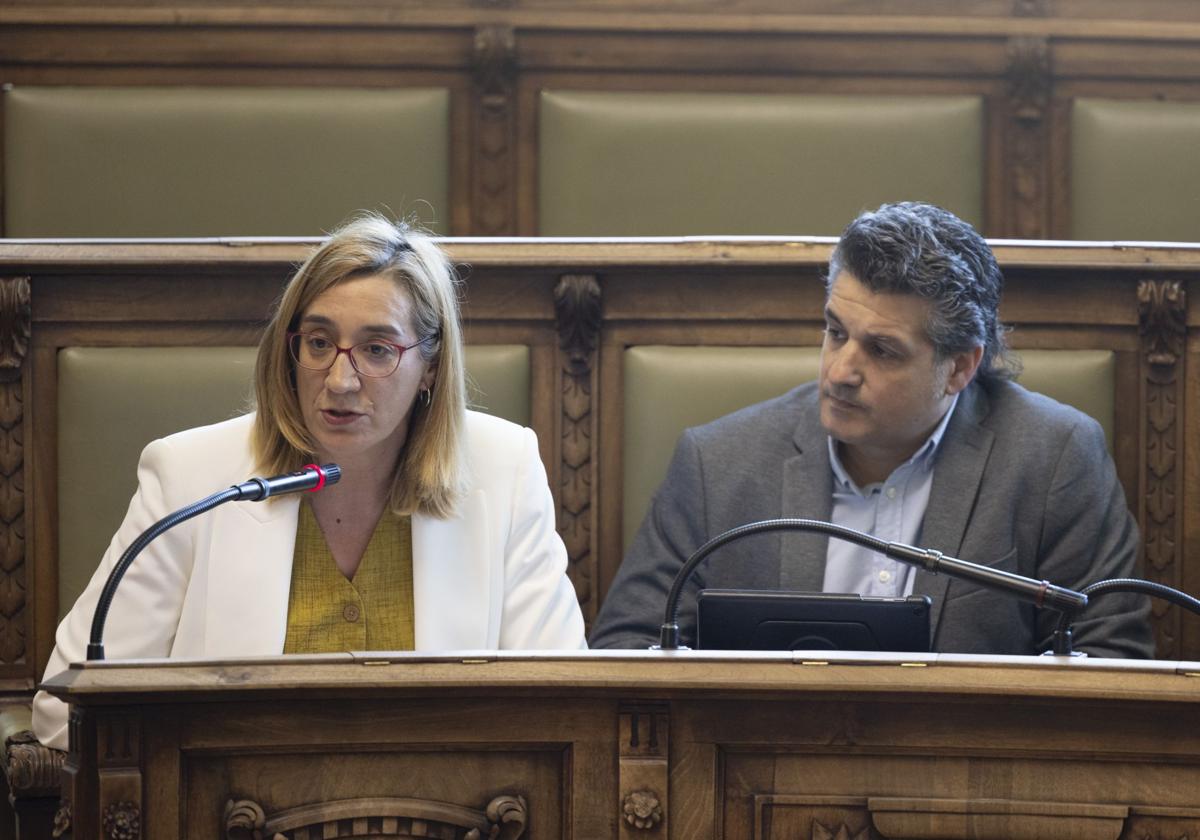 Los concejales de Toma la Palabra, Rocío Anguita y Jonathan Racionero, en un pleno anterior.