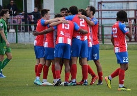 Los jugadores del Tordesillas celebran el gol de Abraham.
