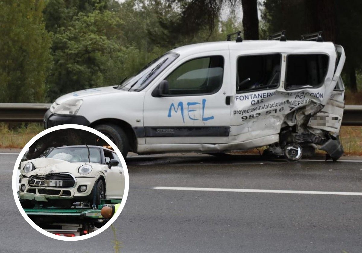 Furgoneta y vehículo implicados en el accidente.