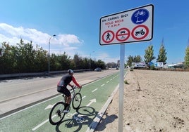 Un ciclista por el carril bici de Villalobón.