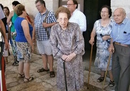 Pilar Gutiérrez en 2018 cuando recibió el homenaje de sus vecinos por su centenario