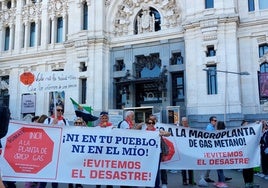 Vecinos de Montemayor de Pililla manifestándose en Madrid