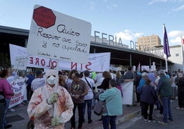 Vecinos de una decena de municipios de Castilla y León, durante la protesta.