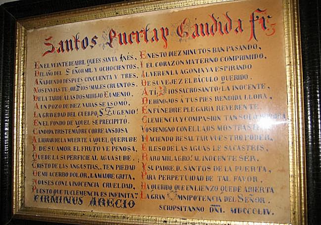 Detalle del pergamino que narra el milagro.