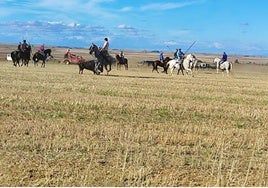 El encierro contó con un centenar de caballistas