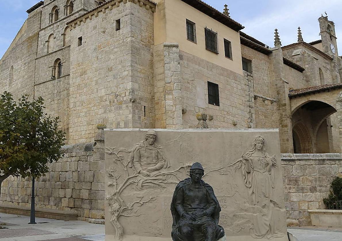 Santa Eulalia y monumento a Berruguete en Paredes de Nava.