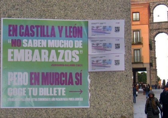 Cartel de una campaña que se llevó a cabo el año pasado en Segovia sobre el derecho a abortar en el lugar de residencia de cada mujer.