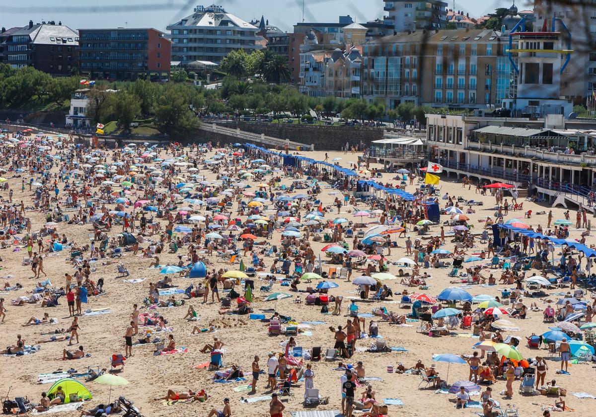 La playa de El Sardinero, el 4 de agosto de este año.