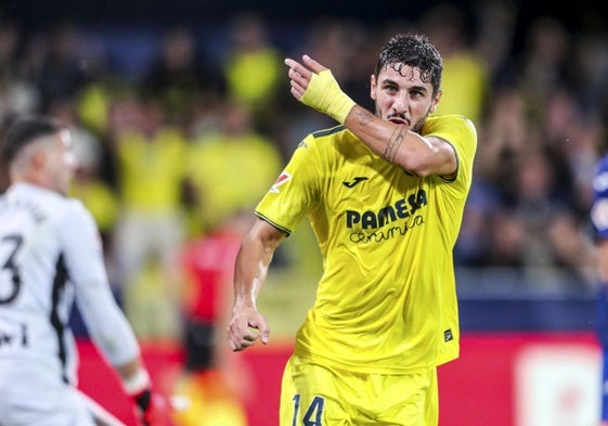 Santi Comesaña celebra el gol que marcó al Getafe la pasada jornada.