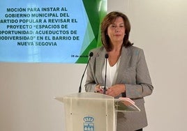 La portavoz municipal de Vox, Esther Núñez, durante la presentación de la moción.