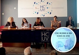 Verónica Olmedo, durante su exposición en la presentación. En detalle, la guía.