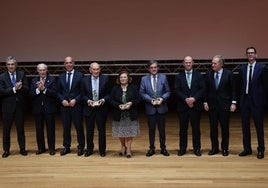 Los premiados en la gala del 170 aniversario del periódico, junto a responsables de El Norte de Castilla y representantes de las empresas colaboradoras.