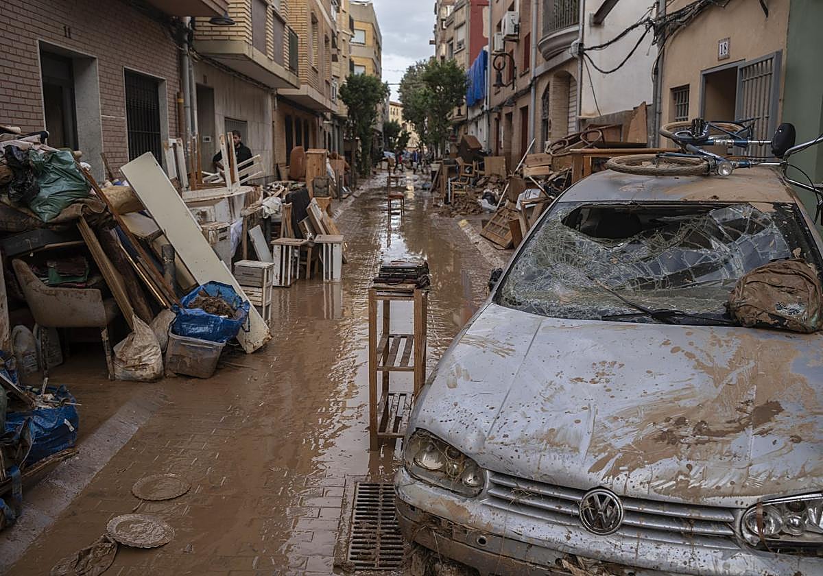Estragos de la riada en Aldaia, Valencia.