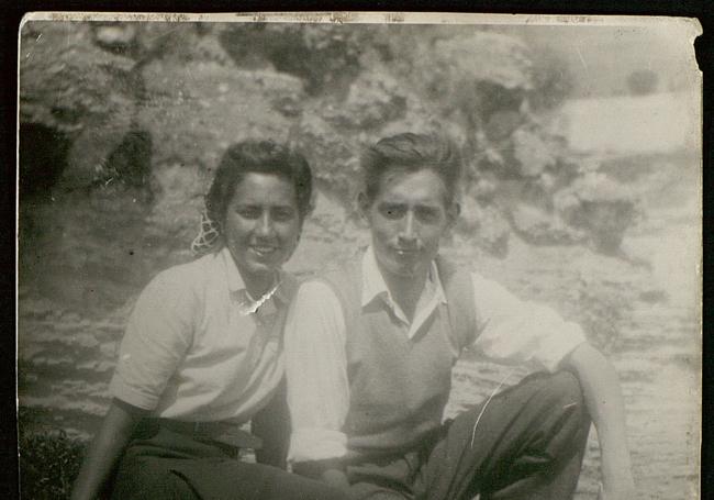 La pareja de novios en 1943.