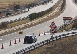 Obras en la A-67, en una imagen del año pasado.