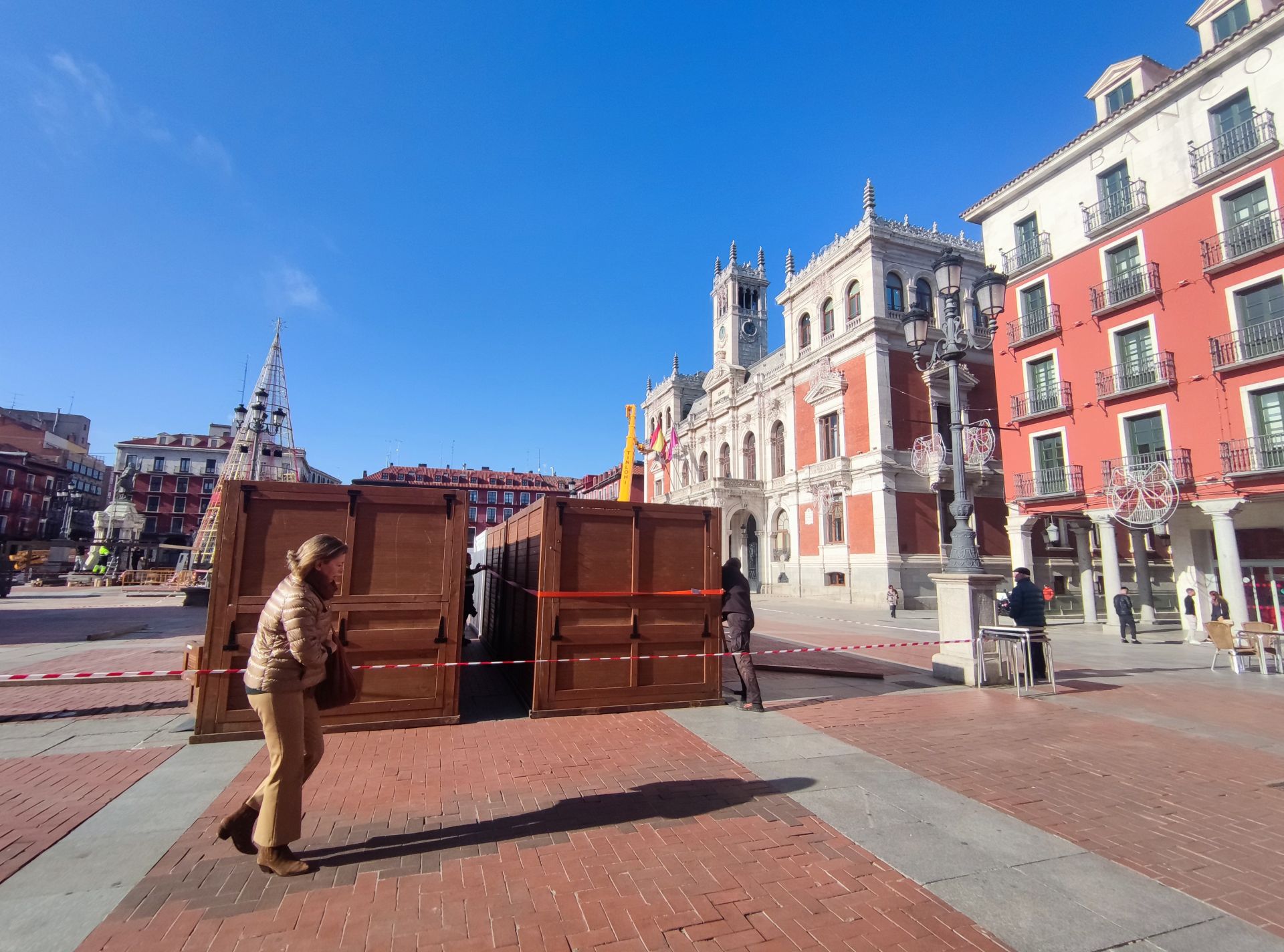 Montaje de las casetas, esta mañana.