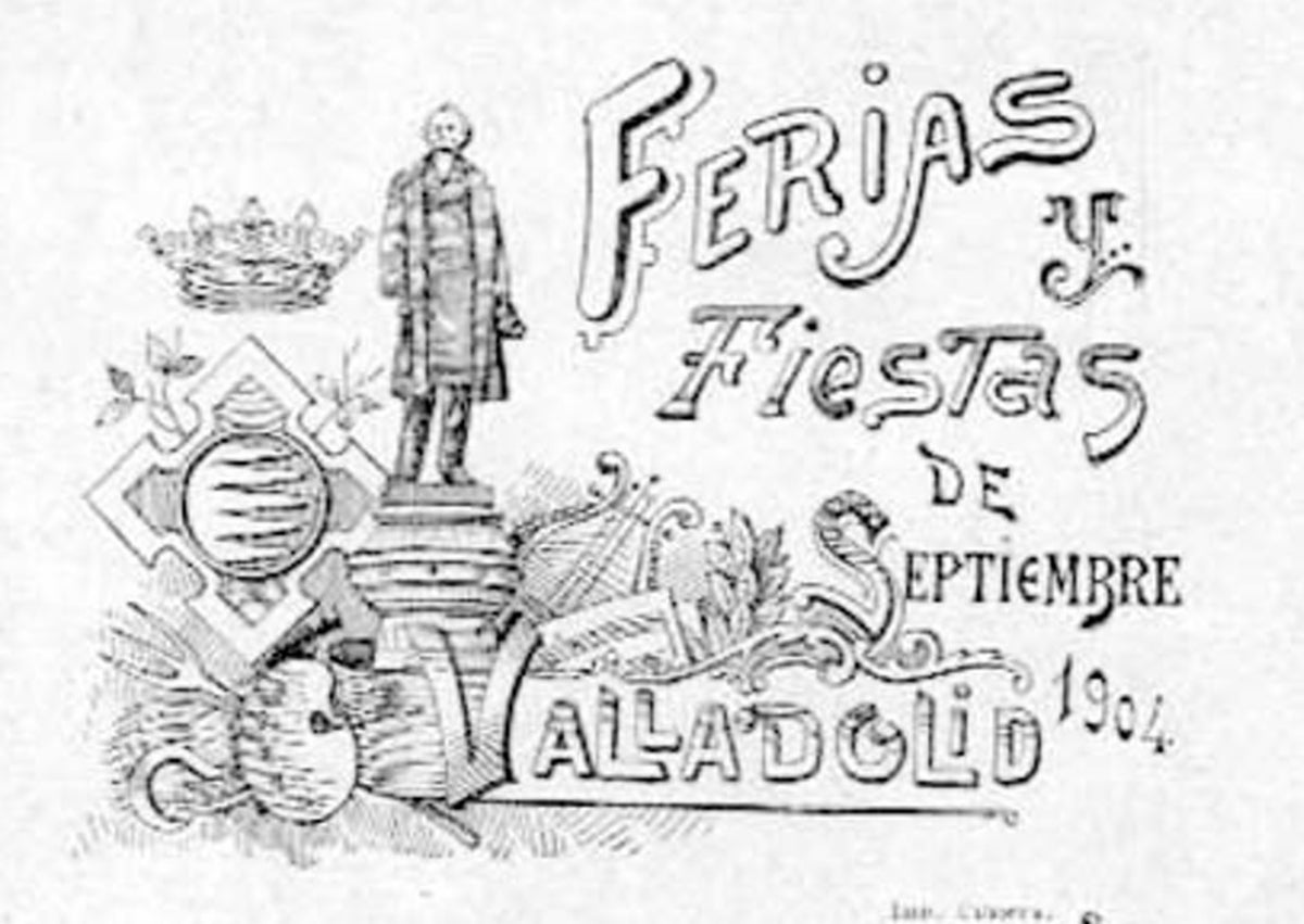 Imagen secundaria 1 - Arriba, el Ayuntamiento de Valladolid a principios del siglo XX. Abajo, cartel de las ferias de 1904, para las que supuestamente se entregó el donativo, y el voto de censura publicado en El Norte de Castilla.