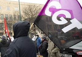 Concentración anterior del sindicato CGT.