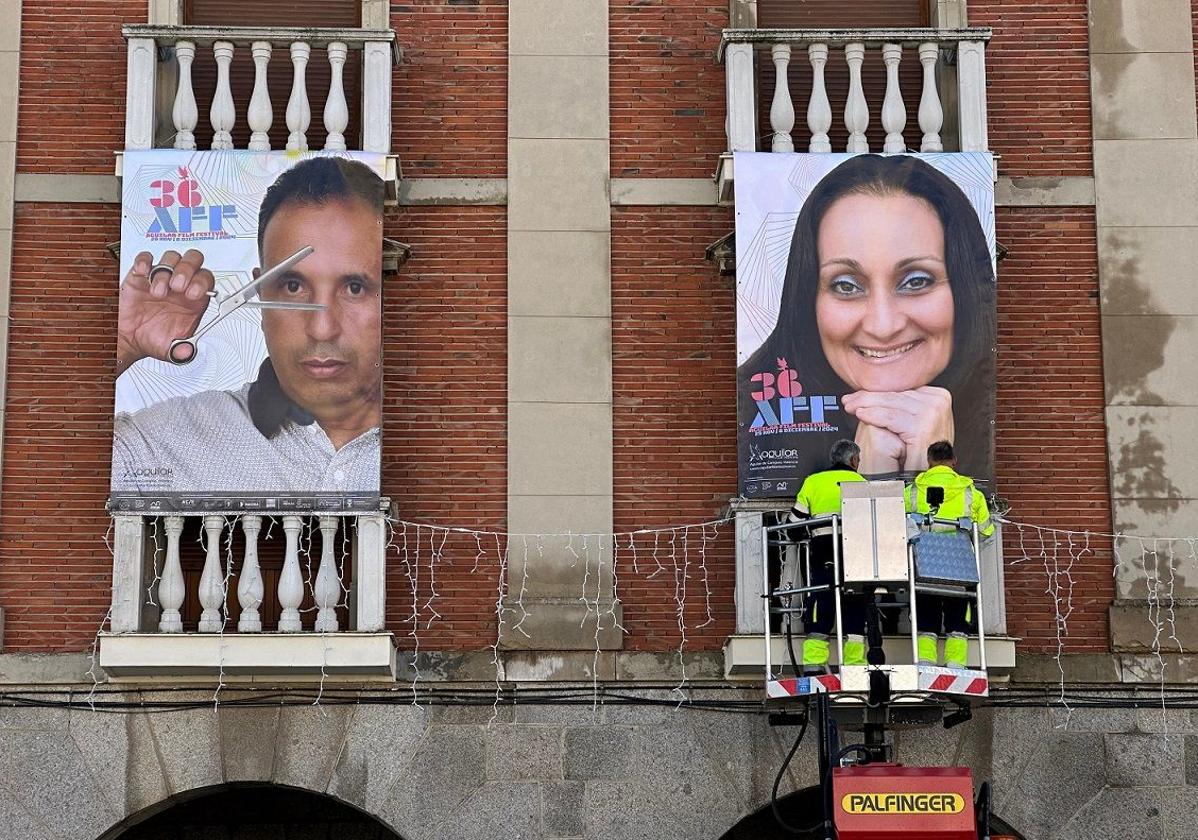 Montaje de carteles para la trigesimosexta edición del Aguilar Film Festival.