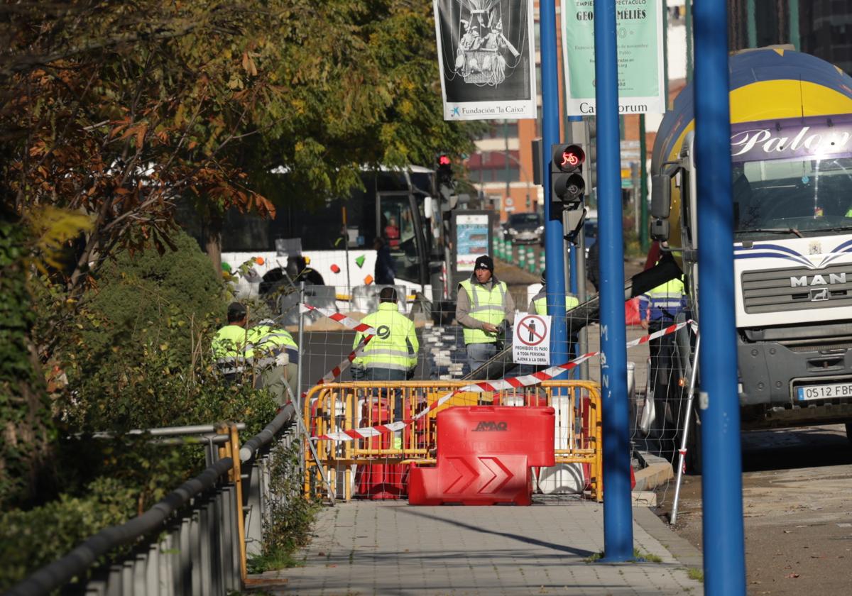 Obras en el carril bici de Isabel la Católica.