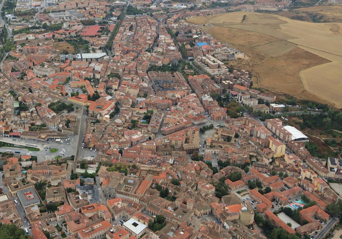 Vista aérea de la zona de Segovia en la que se desarrollará la red de calor.