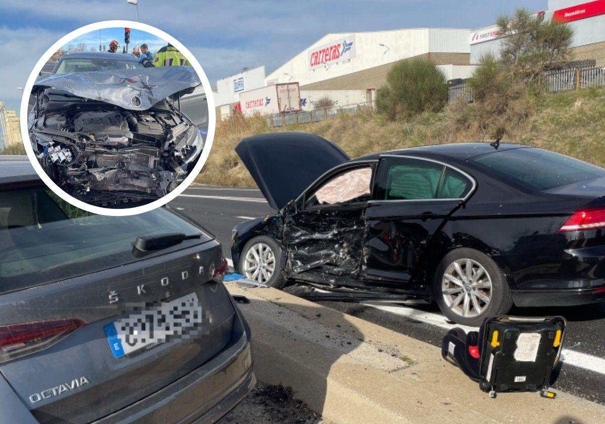 Estado en el que han quedado los dos vehículos implicados en el accidente.