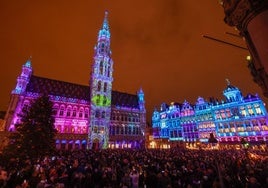 Espectáculo de luces incluido dentro de la programación navideña de la Grand Place de Bruselas, hace unos días.