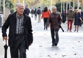 Pensionistas en el Campo Grande de Valladolid este diciembre.