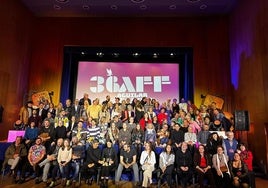 Foto de familia al final de la gala de clausura del Aguilar Film Festival.