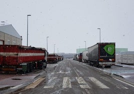 Área de Aguilar de Campoo donde esta mañana se han embolsado camiones.